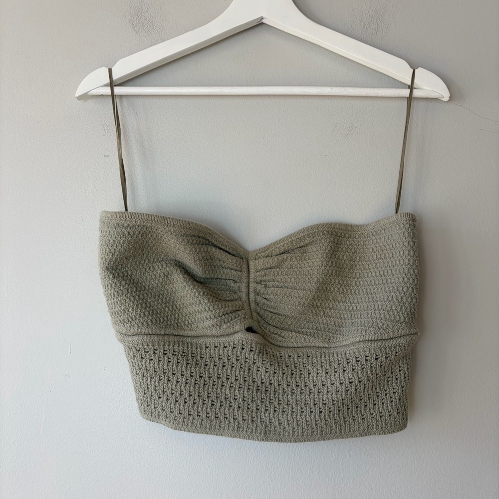 American Eagle Outfitters Cream Stretchy‎ Knit Tube Top Women's Large